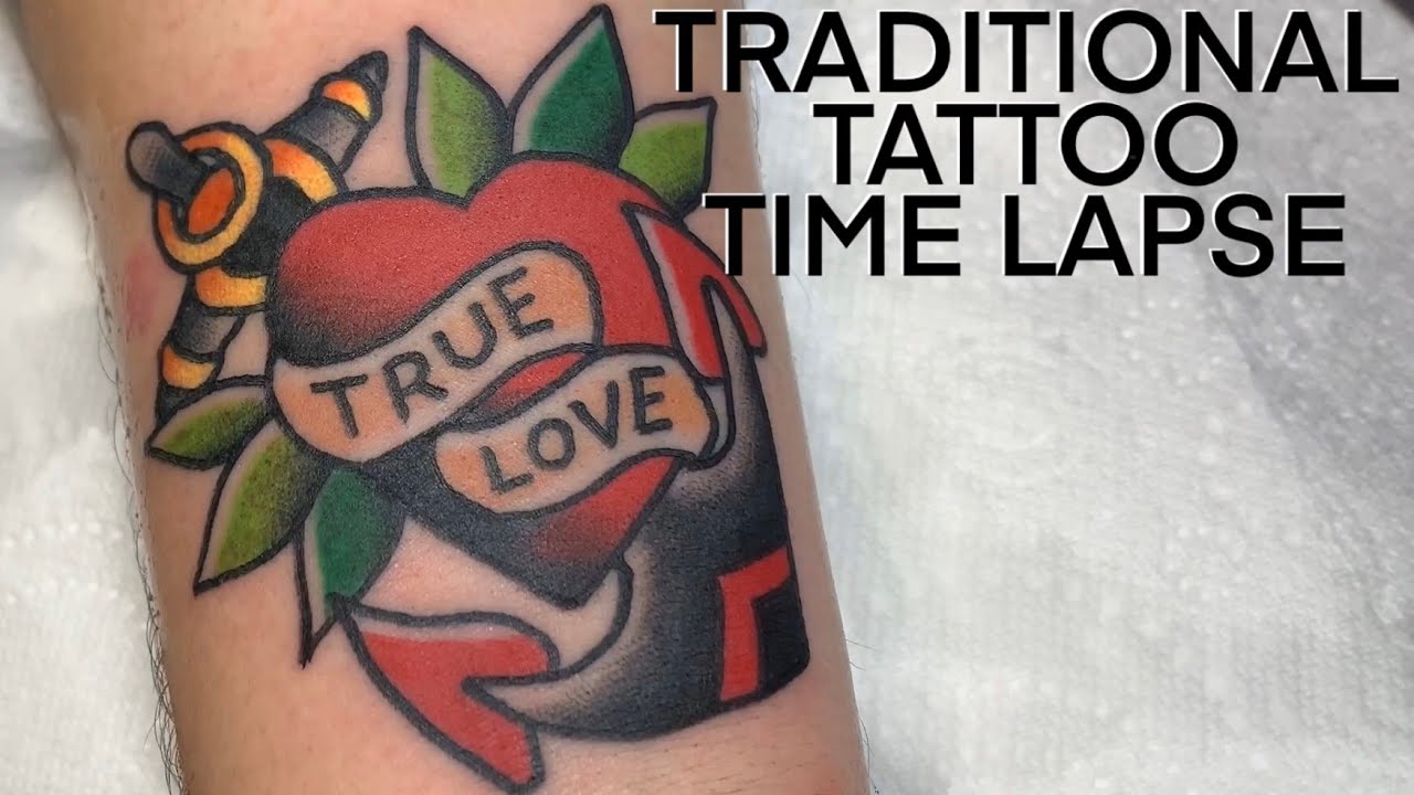 TRADITIONAL TATTOO TIME LAPSE- TRUE LOVE (4K)