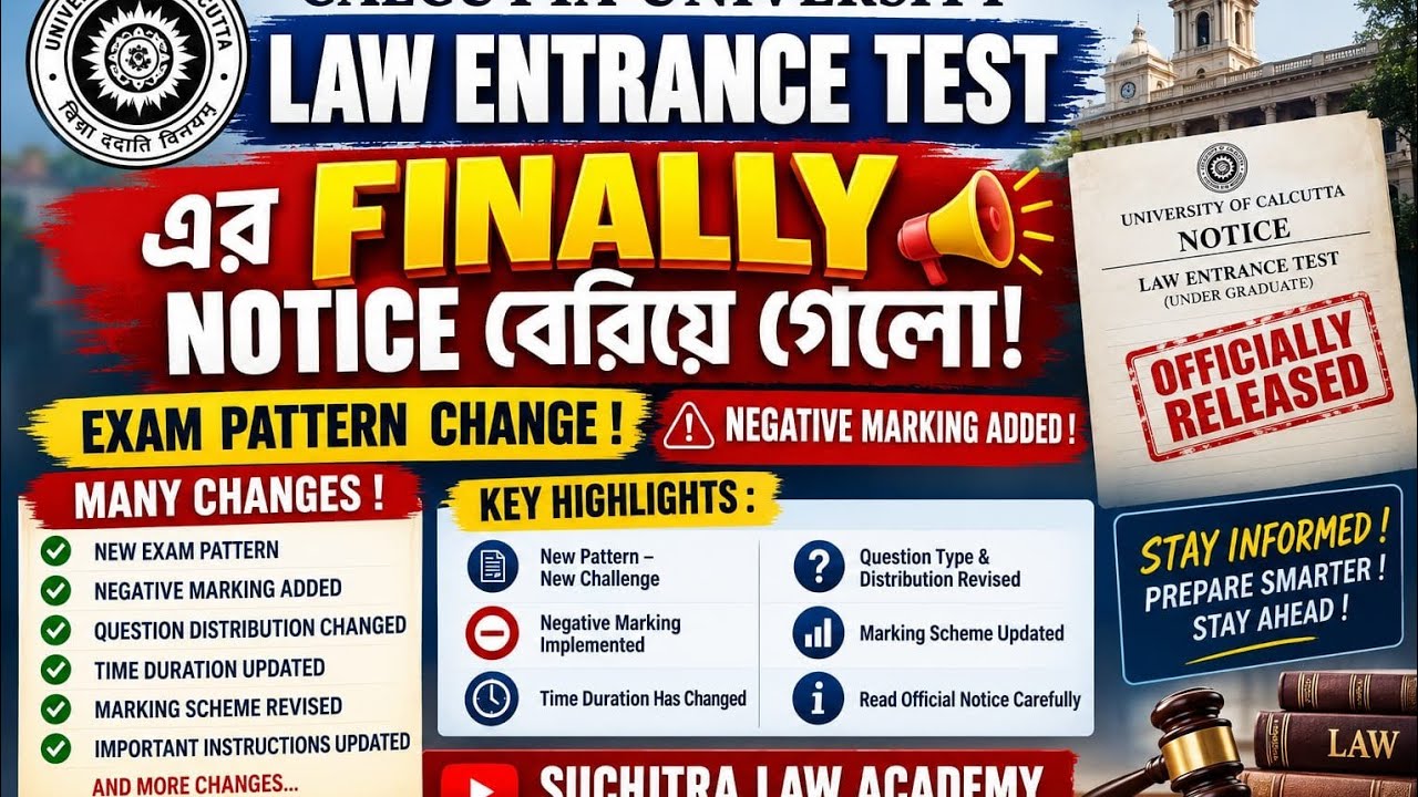  Calcutta University Law Entrance Test 2026  Notice Out | Exam Pattern Changed  Negative Marking !