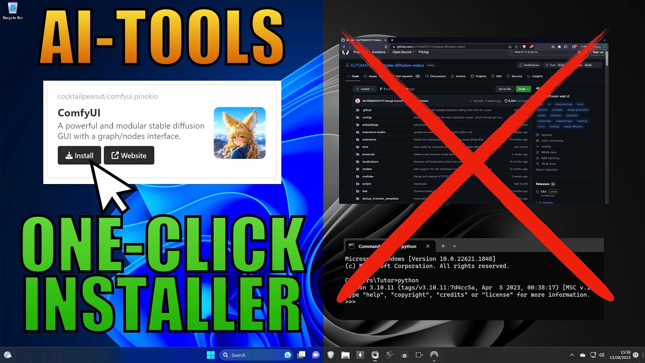 One Click Installer for AI Tools &ndash; Easy Install for SDXL&ndash; 1-Click-Install ComfyUI or Automatic1111