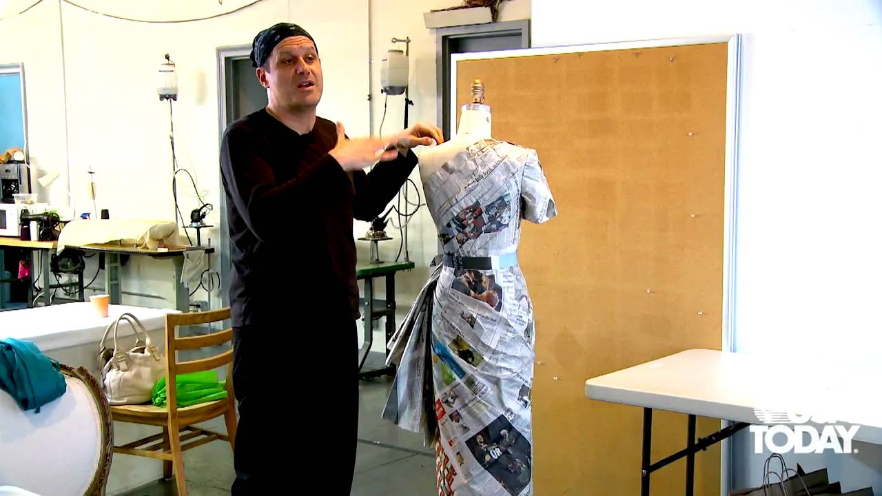 Isaac Mizrahi makes a couture dress out of newspapers