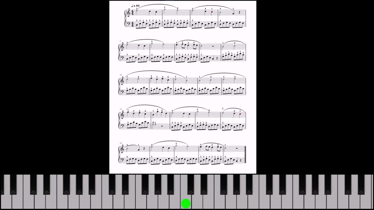 🎹Ejercicio 69. Repaso: Ligaduras. Acordes (Arpegios) Paso del Pulgar. Compás 4/4.  Partitura Gratis.