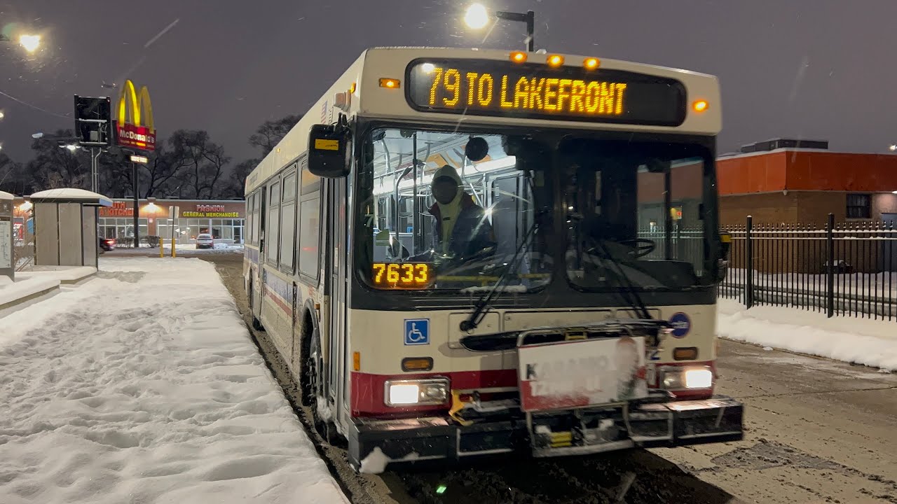 CTA Bus Ride 79 79th From Western Terminal To 79th Red Line CTA New Flyer D40LF 2007 #1302