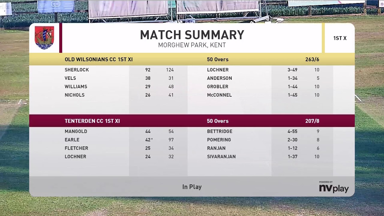 Tenterden CC 1st XI v Old Wilsonians 1st XI
