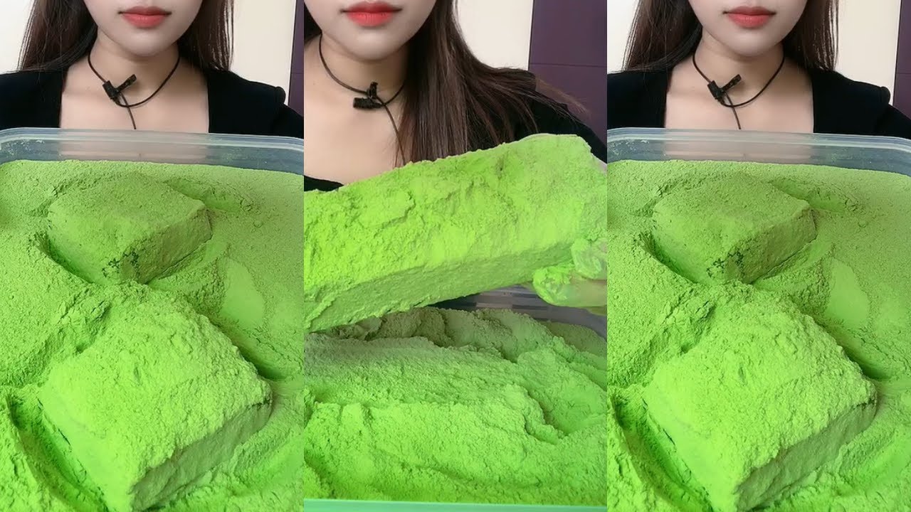 얼음먹방 HEAVY MATCHA POWDER ICE EATING ASMR 💚🍵 CRUNCH ICE BLOCK ICE 녹차 | Матча | 抹茶