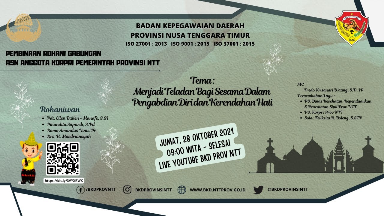 Pembinaan Rohani Gabungan ASN Provinsi NTT-28/10/2022 | Badan Kepegawaian Daerah Provinsi NTT