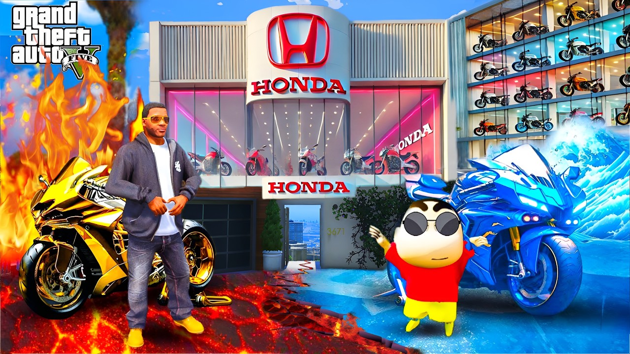 Shinchan & Franklin Open New Honda Showroom In Los Santos City in GTA 5!