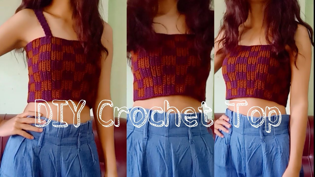 Crochet Checkered Crop Top for beginners 🔰 Free Crochet Pattern