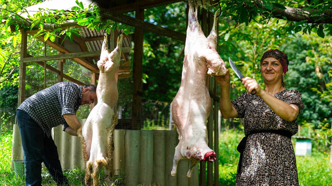 Cooking a Whole Lamb in the Village! How to make delicious lamb pilaf?