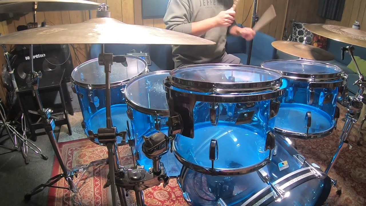 1970's Ludwig VIstalite Clear Blue drums