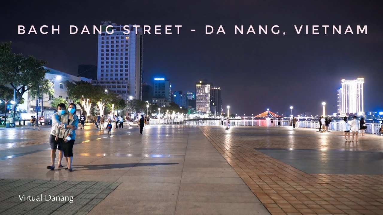 [4K] Đêm trên đường Bạch Đằng Đà Nẵng | Night walk in Da Nang, Vietnam | Cầu Rồng - Cầu Sông Hàn |