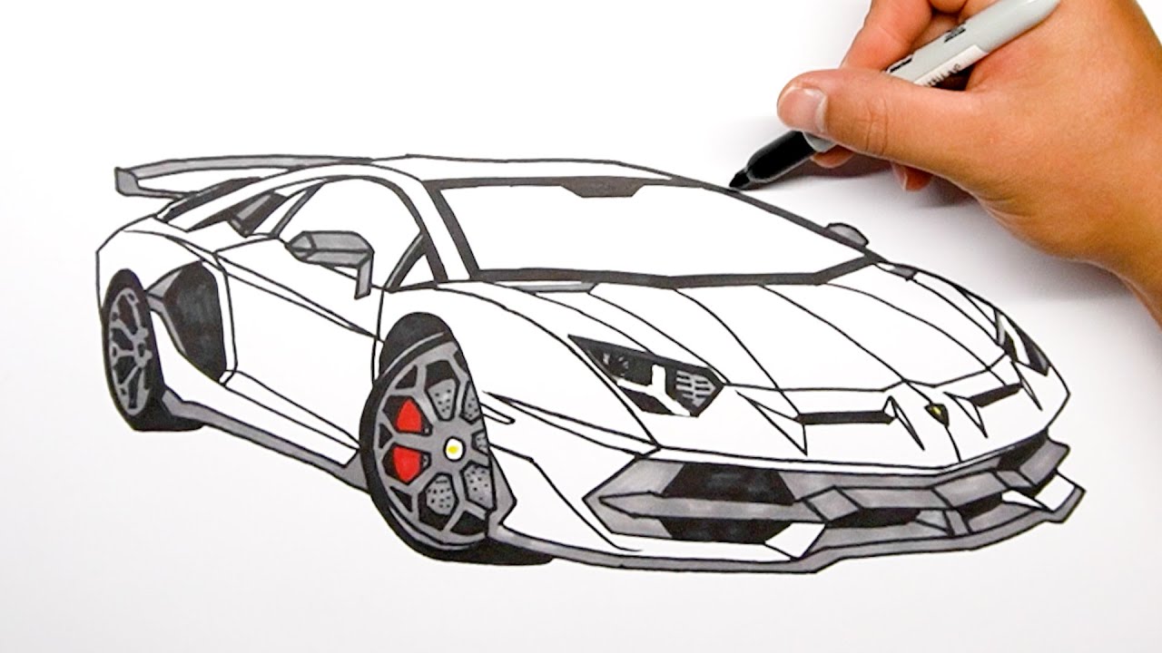 How to draw a car - Lamborghini Aventador SVJ - Step by step #1