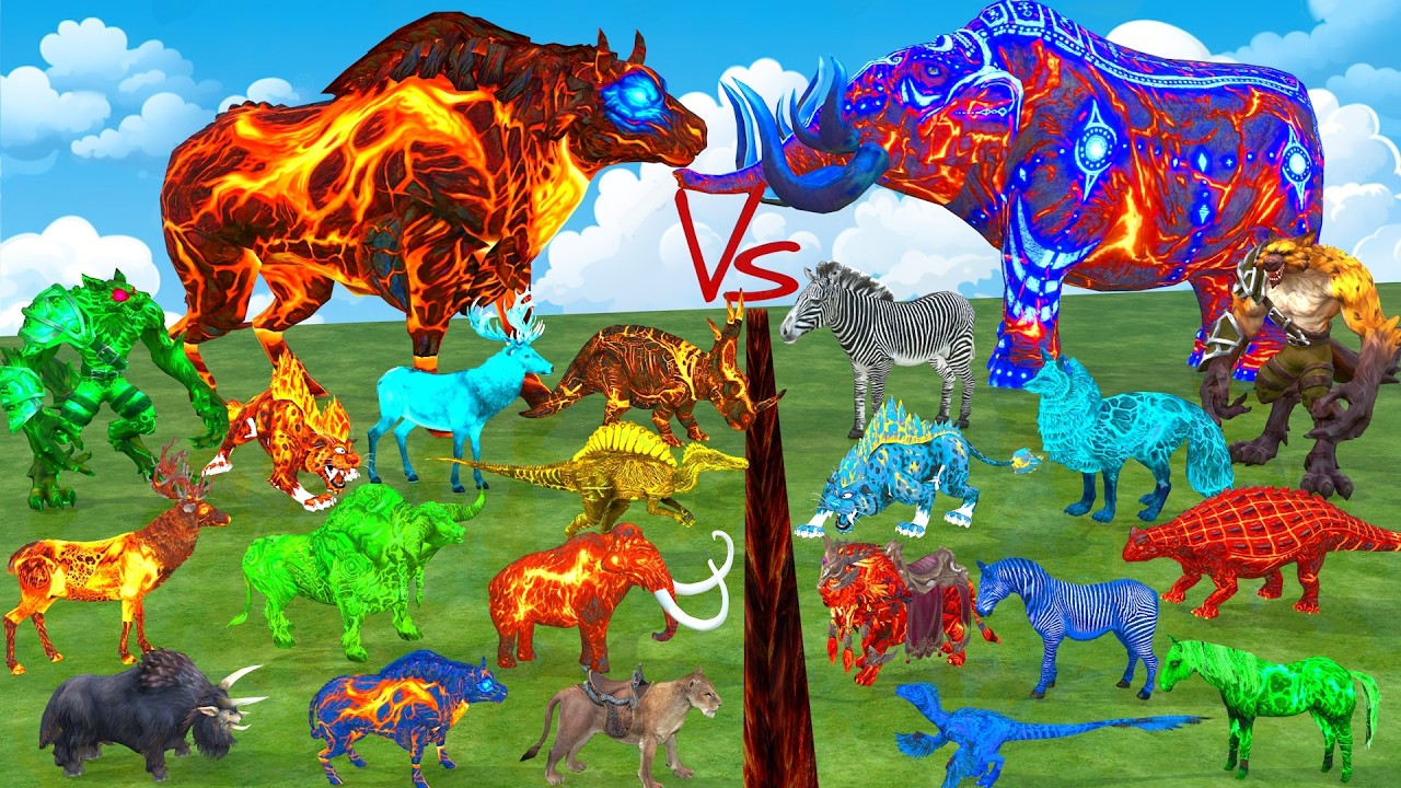 Epic Battle Prehistoric Elephant vs T Rex Dinosaurs Vs 40 Wild Animals Animal Revolt Battle Simulato