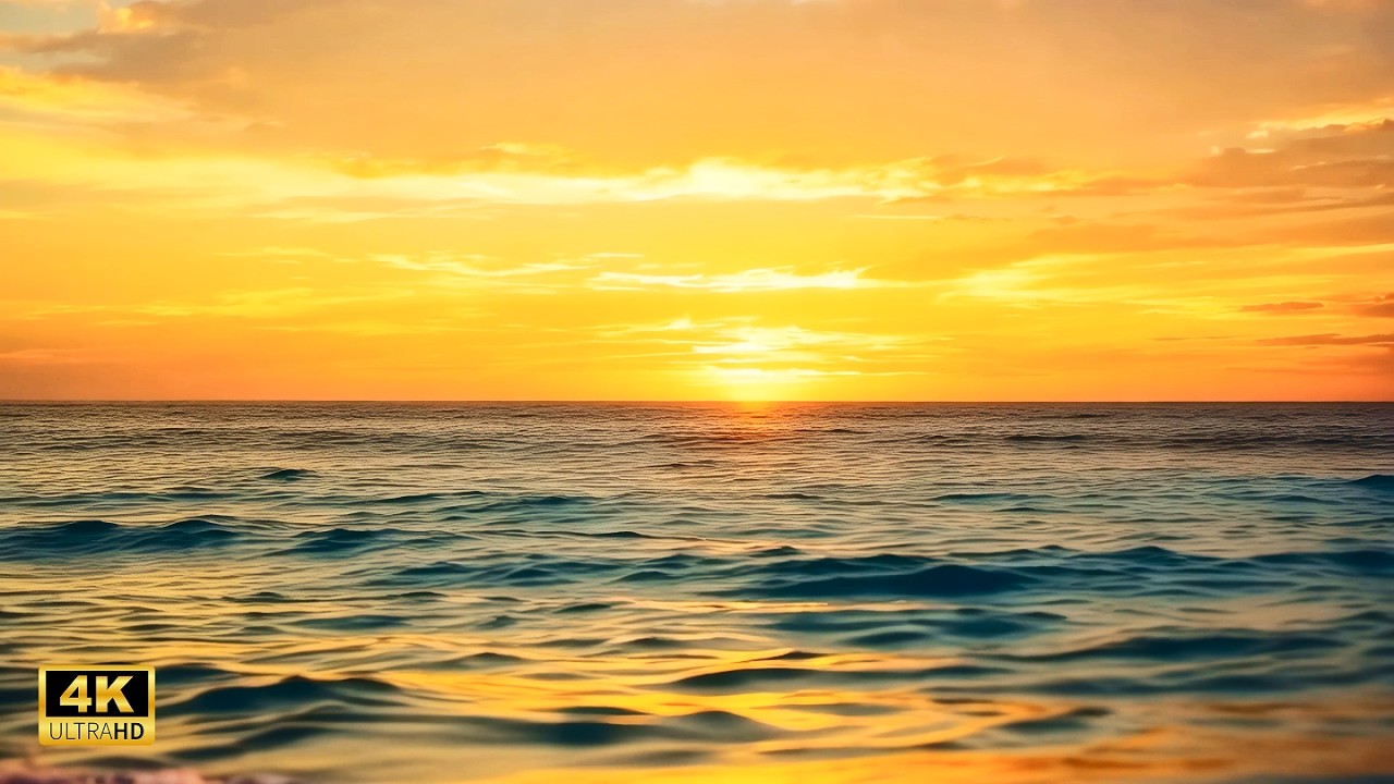 Ocean Sounds for Deep Sleep | Relaxing Sunset Waves White Noise for Stress Relief I 1 hour I 4K