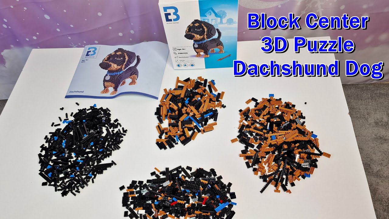 Block Center 3D Puzzle - Dachshund Dog Builder Set with Mini-Blocks