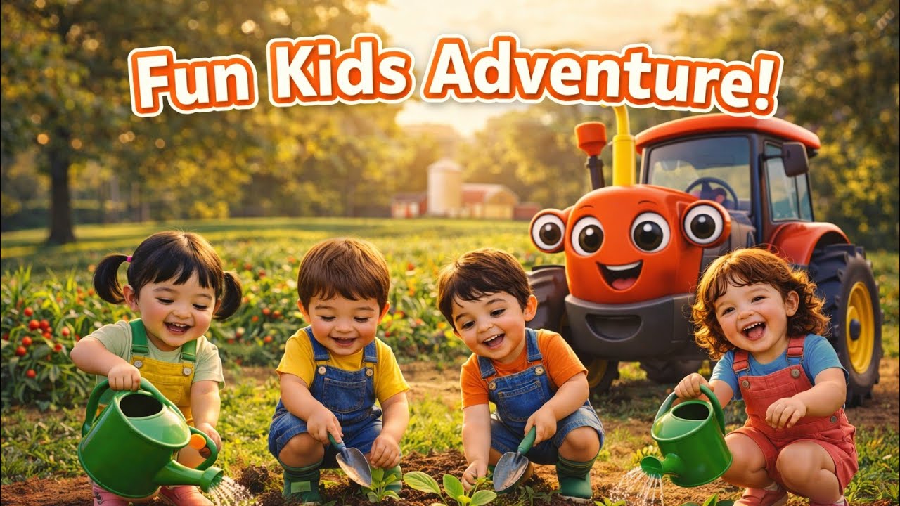 Fun Kids Adventure | Gardening Time with Cute Kids & Happy Tractor 🌱🚜
