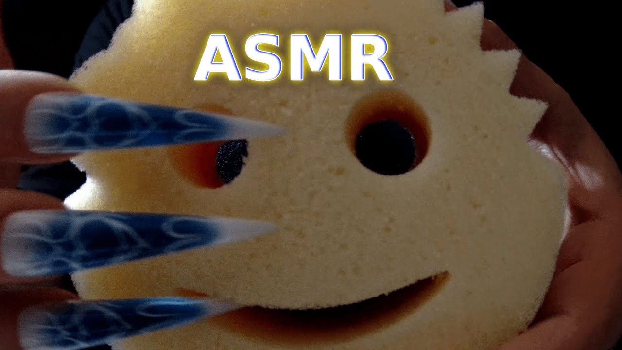 ASMR The Crunchiest Scrub-Daddy Sponge Scratching w/ Long Nails over Several Different Textures