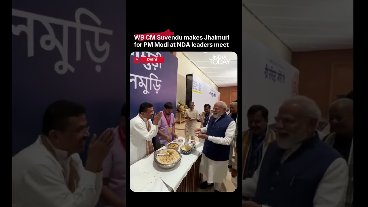 Suvendu Adhikari Makes Jhalmuri for PM Modi at NDA Meeting in Delhi #pmmodi #suvenduadhikari #viral