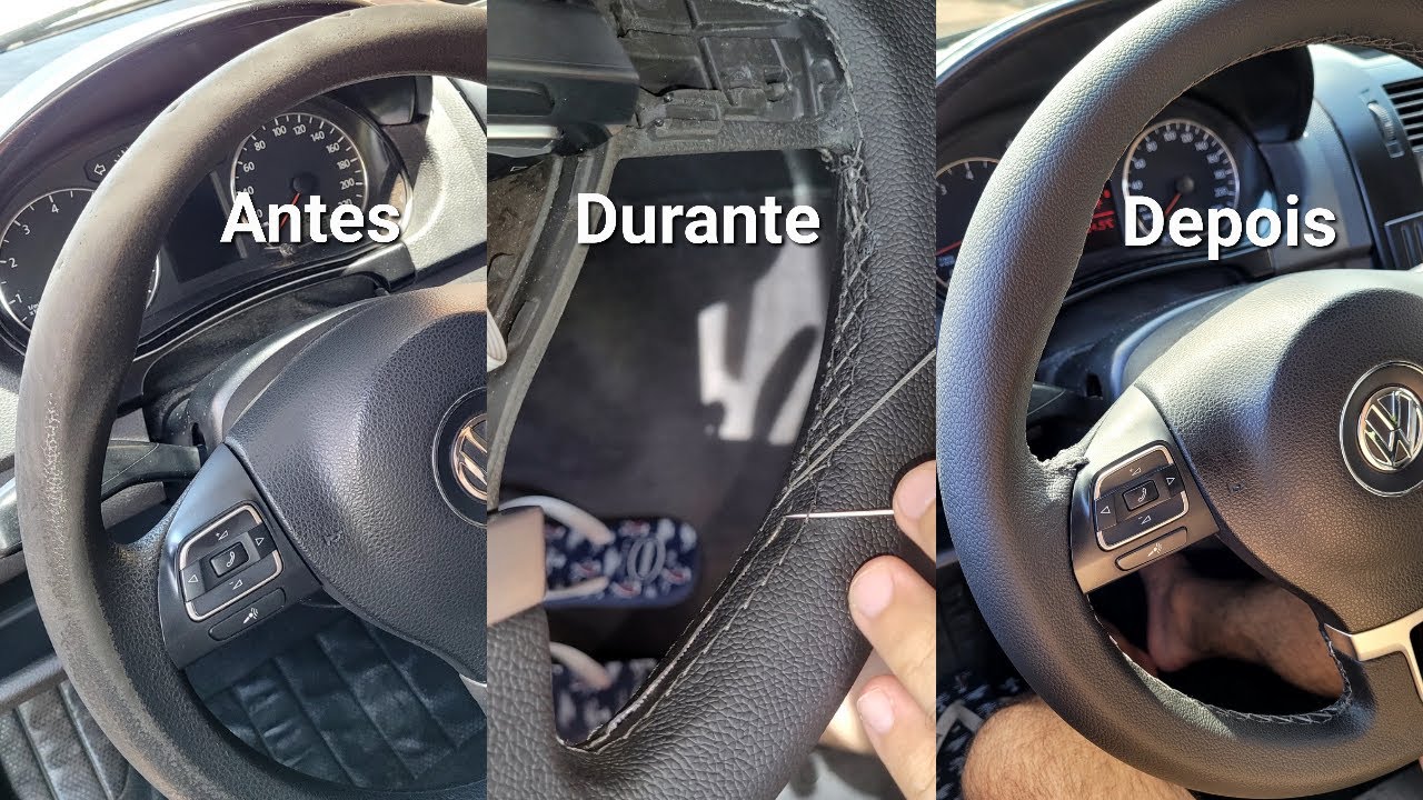 Revestindo volante multifuncional VW com capa de couro | DEIXA O INTERIOR DO CARRO TOP!