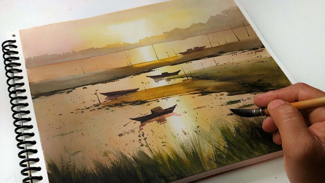 watercolour tutorial | watercolour landscape painting| watercolour painting for beginners|