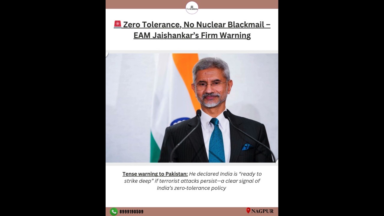 🚨 Zero Tolerance, No Nuclear Blackmail &ndash; EAM Jaishankar&rsquo;s Firm Warning.🇮🇳🌏