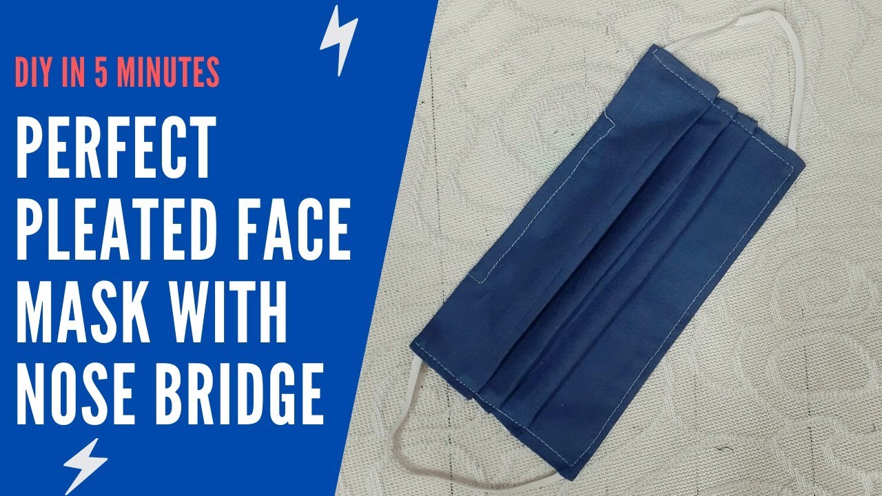 Perfect Pleated Face Mask in 5 Minutes (with Nose Bridge and Filter Pockets)|How to stitch Face Mask