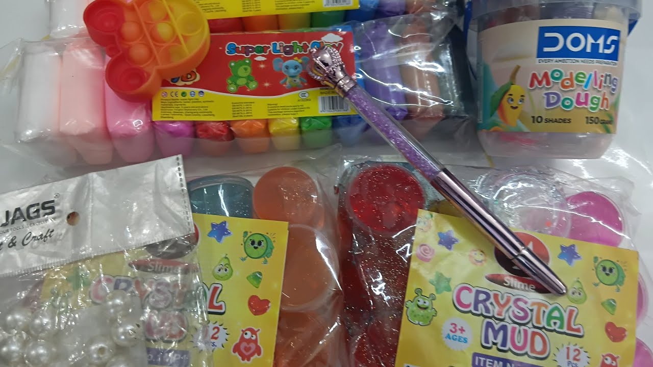 24 pieace of polymer clay 24 pieace crystal mud glitter doms modelling dough #notalking #asmr  