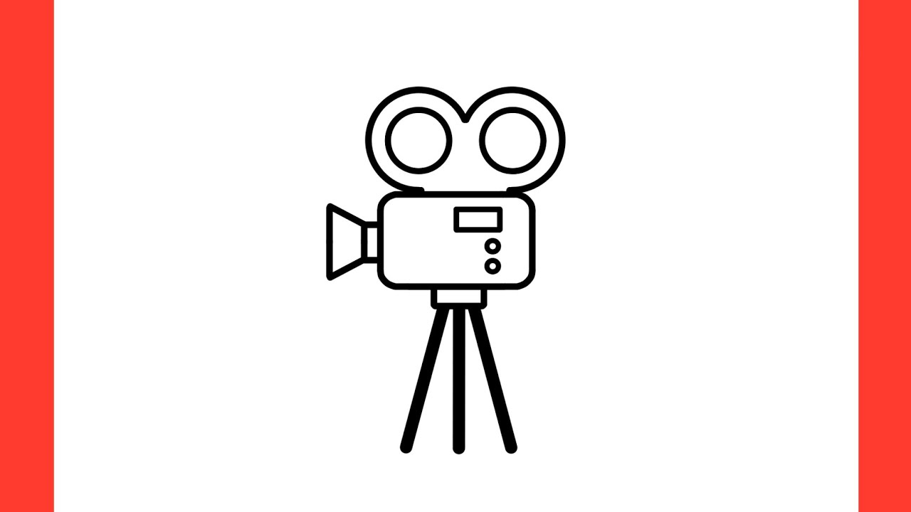 How to draw a VIDEO CAMERA step by step / drawing camera recorder easy