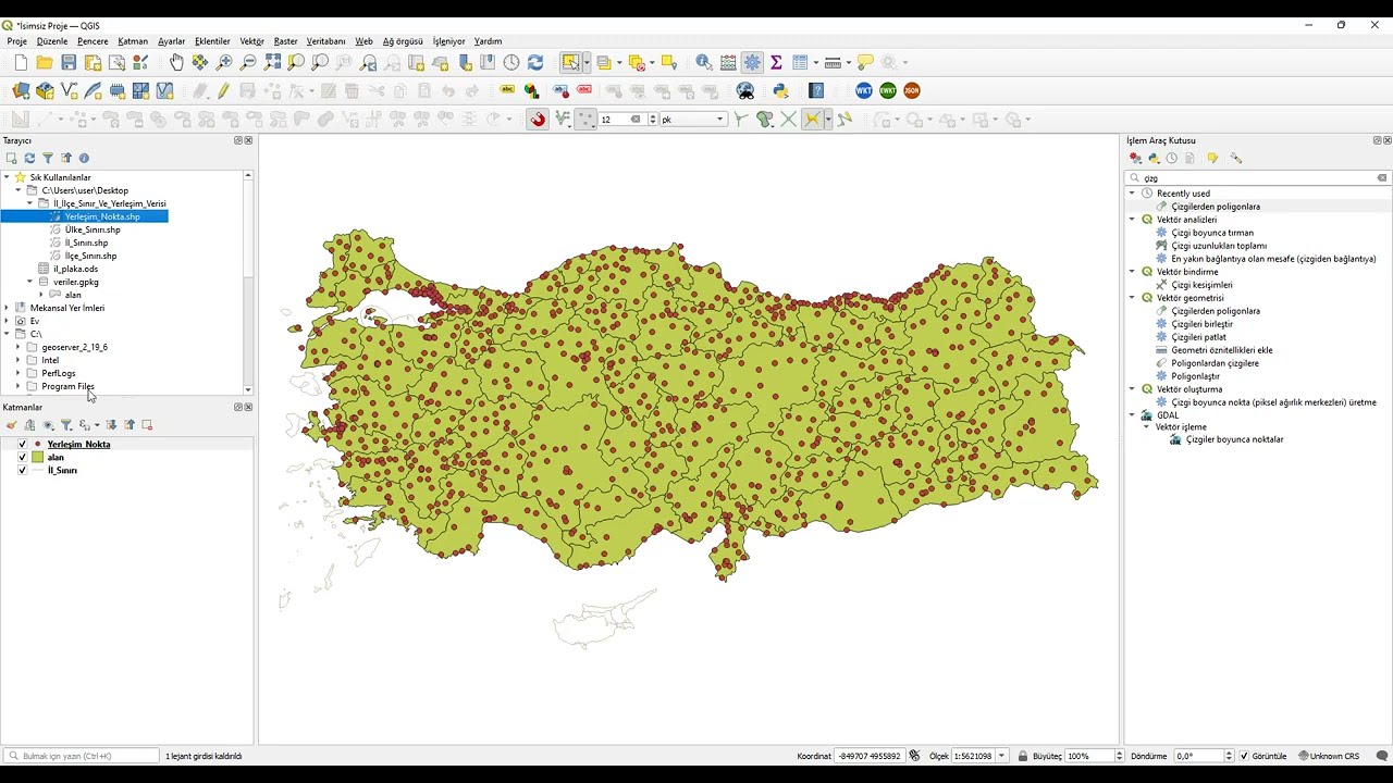 QGIS || öznitelikleri konuma göre bağla # join attributes by location