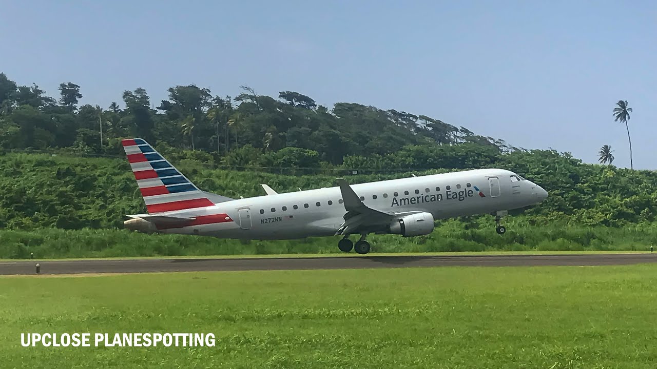 (4K) INSANE Short Field Landing | UPCLOSE Planespotting | E175LR, ATR42, E120, H25B | Dominica