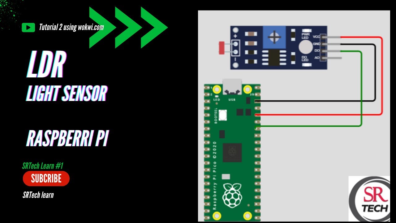 LDR light sensor using raspberri pi in wokwi simulator