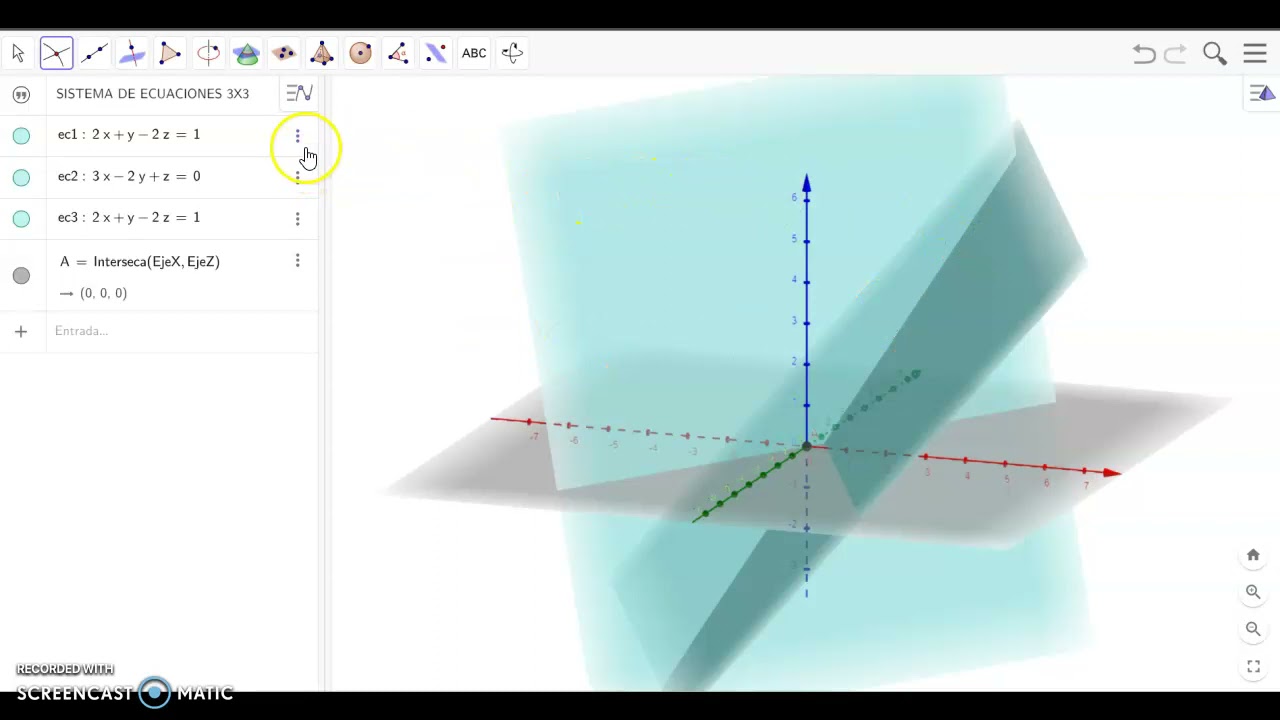 ¿CÓMO GRAFICAR UN SISTEMA DE ECUACIONES 3X3 EN GEOGEBRA CLÁSICO?