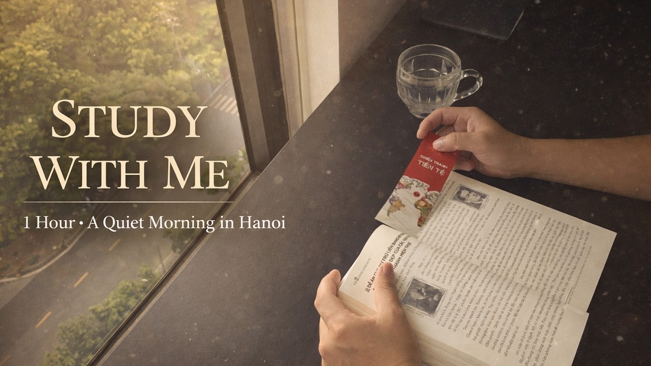 1- HOUR STUDY WITH ME ☀️ | Dark Piano | A Quiet Morning in Hanoi, Vietnam
