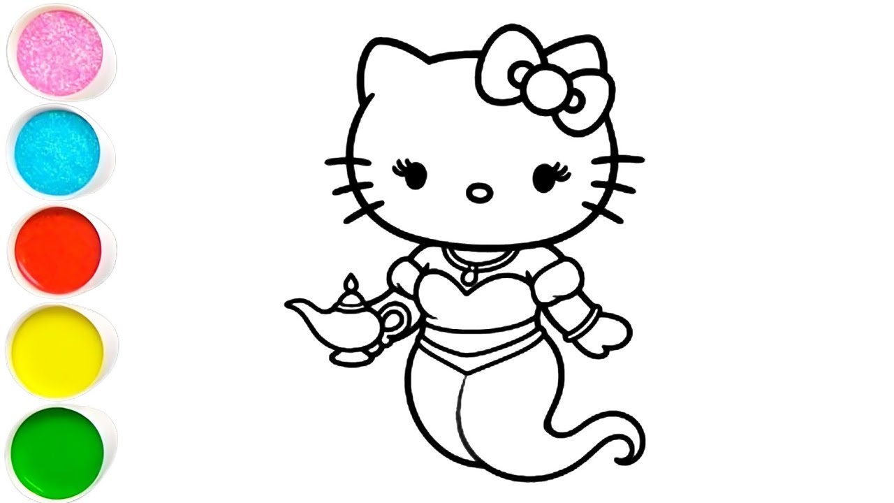 Hello kitty drawing painting easy step by step for kids and toddlers 