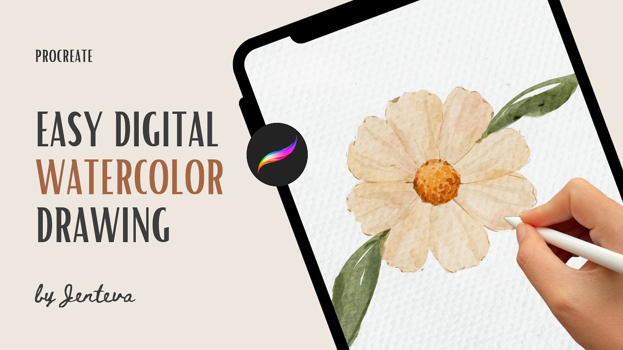 How to Create Beautiful Watercolor Digital Flower With Just an iPad? Draw with Me ✨