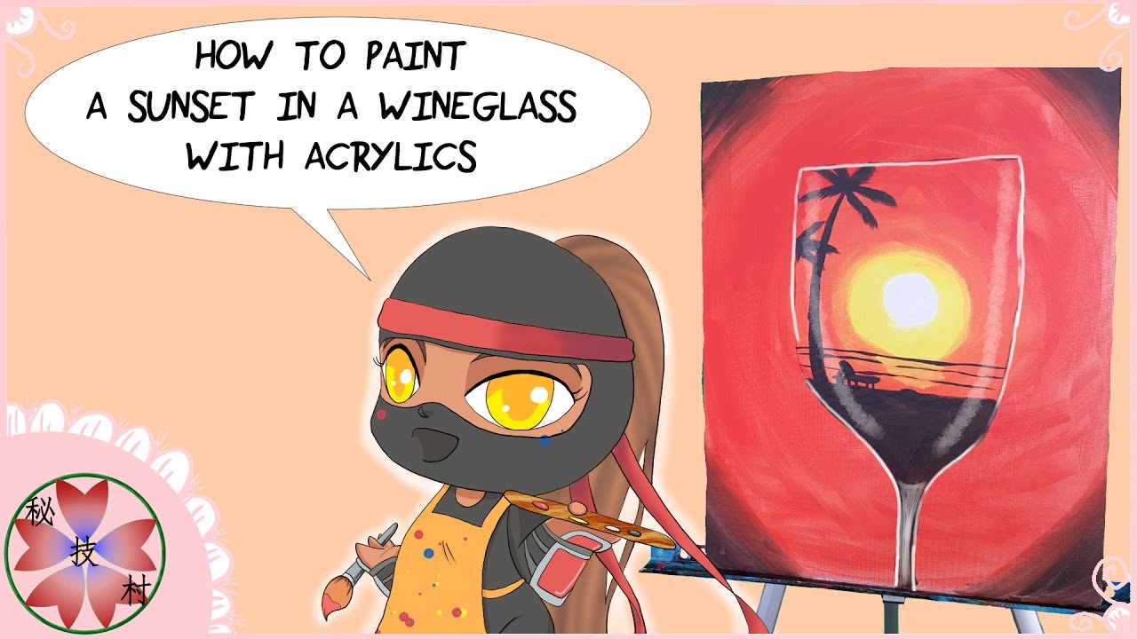 Beginners Sunset Wine 🍷 Acrylic  Painting Tutorial