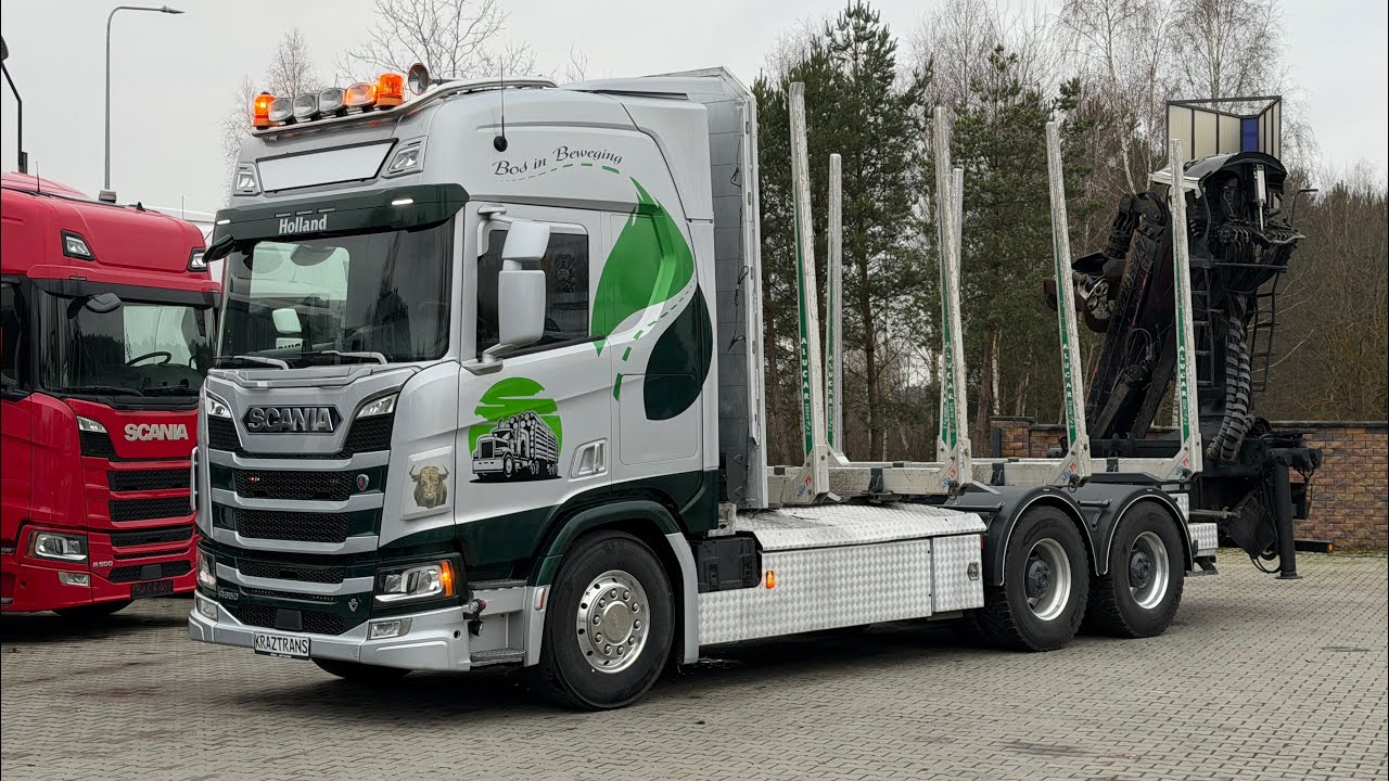 SCANIA 6x4 timber truck leśna dźwig r650 KrazTrans 0048784288107