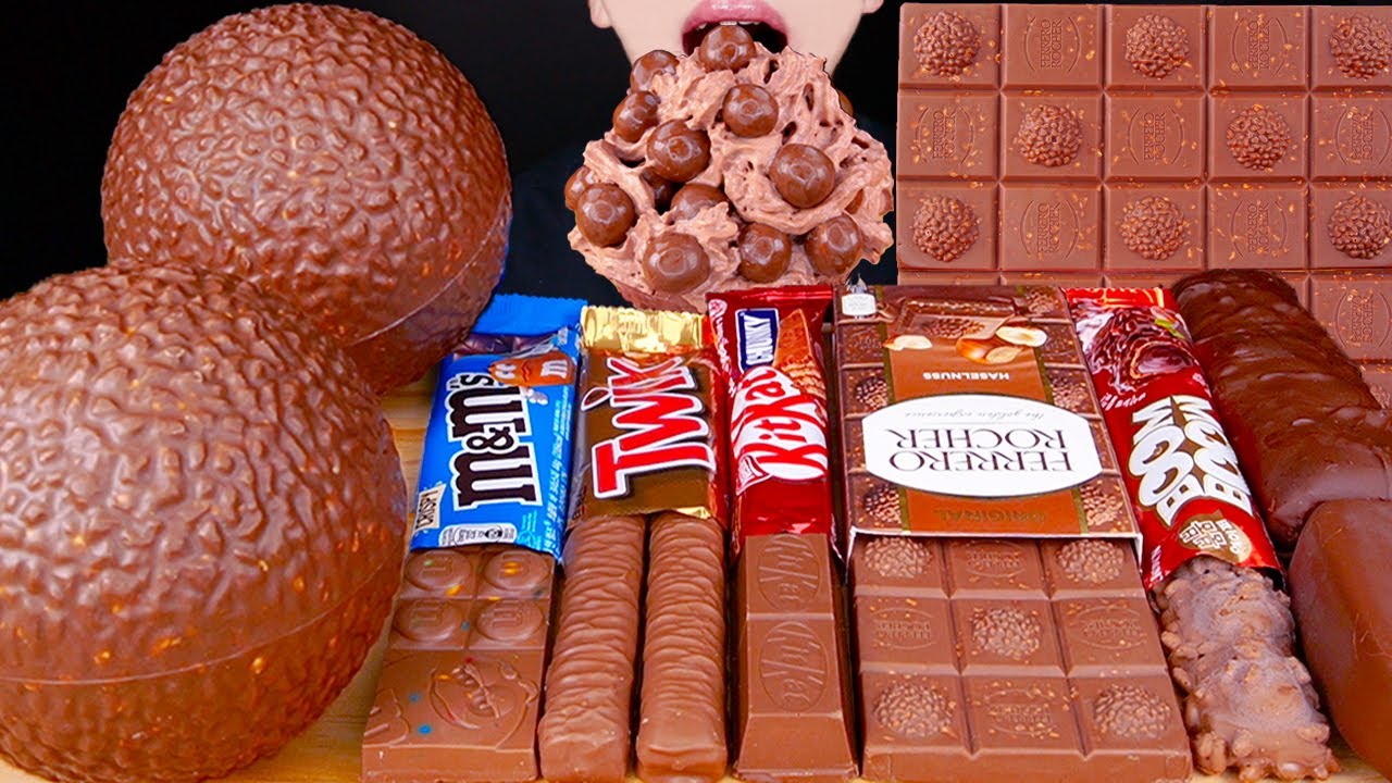 ASMR MALTESERS GIANT FERRERO ROCHER MAGNUM CHOCOLATE ICE CREAM DESSERT MUKBANG 몰티져스 먹방 EATING SOUNDS