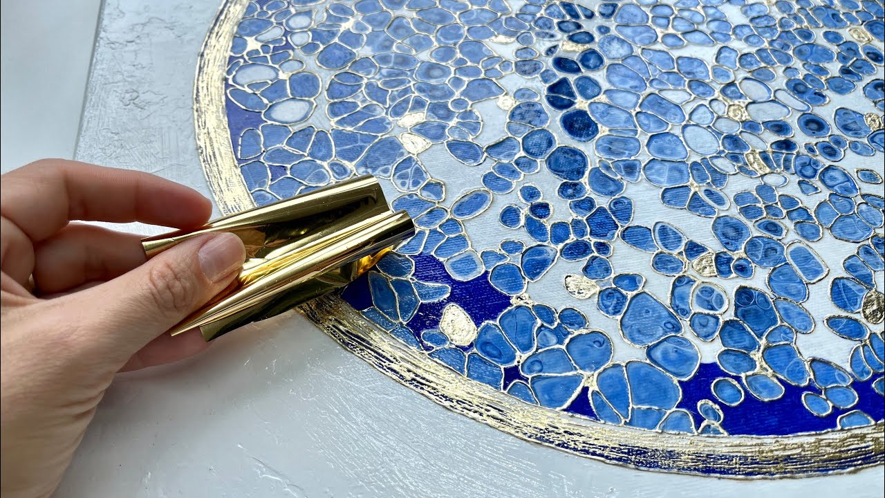Porcelain acrylic pour gold kintsugi fluidart tutorial step by step painting