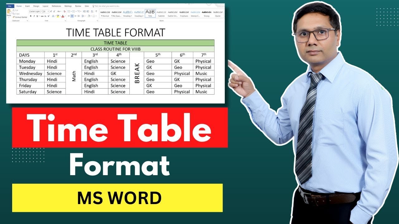 How to Make Time Table for School in Microsoft Word | Simple Class Routine in MS Word