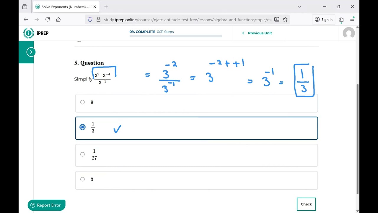 IBEW: Exponents Introductory Test