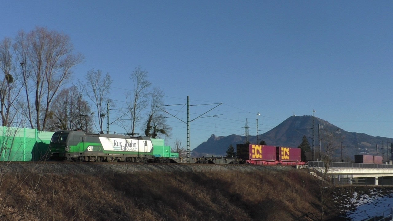 Dichter Zugverkehr u.A. RTB, ECCO, Werbeloks - Salzburg - Freilassing am 19.01.2026 - FHD