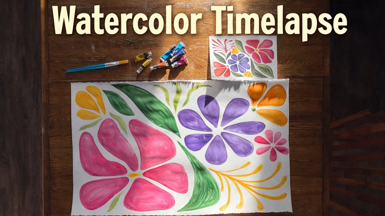  Preparing a Large Floral Watercolor Painting | Satisfying Timelapse Process