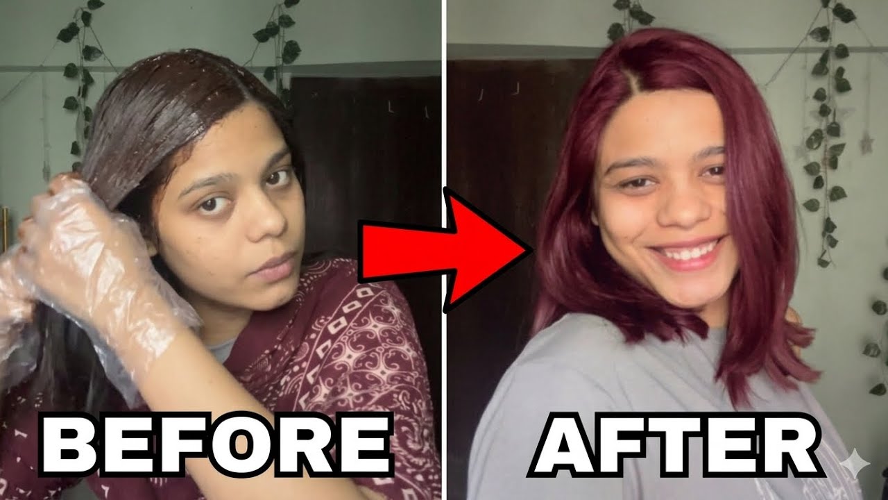 Burgundy Hair Color at Home | Step-by-Step Hair Coloring + Final Result