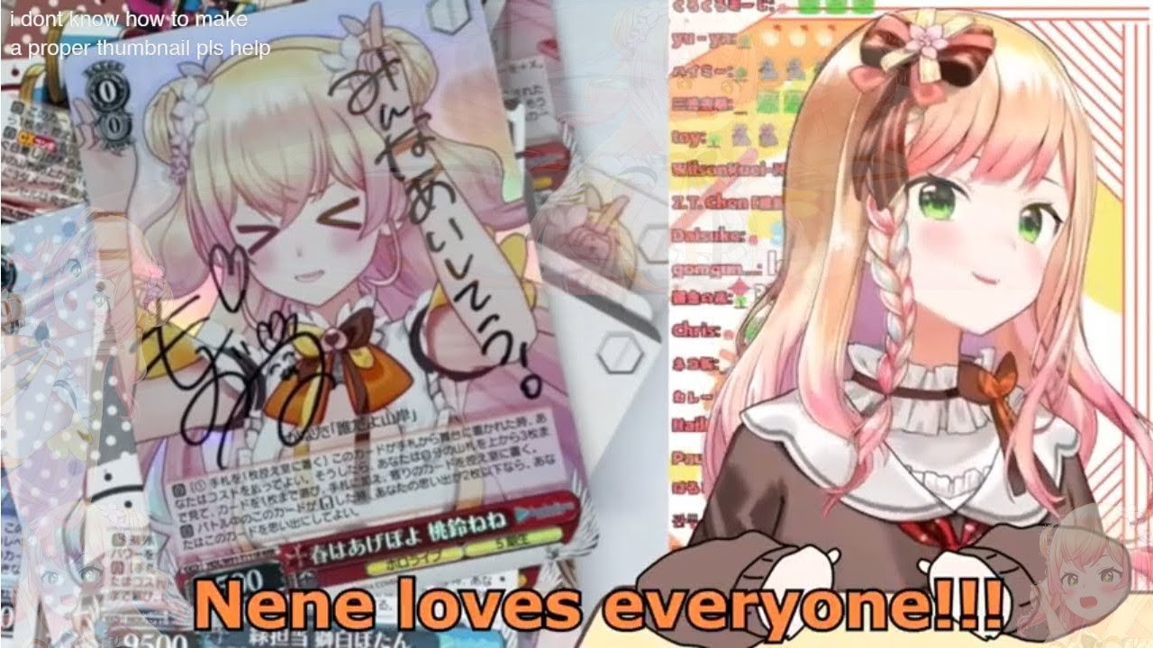 Momosuzu Nene having fun while reviewing her genmate Weiss Schwartz cards (Hololive/Low-quality sub)