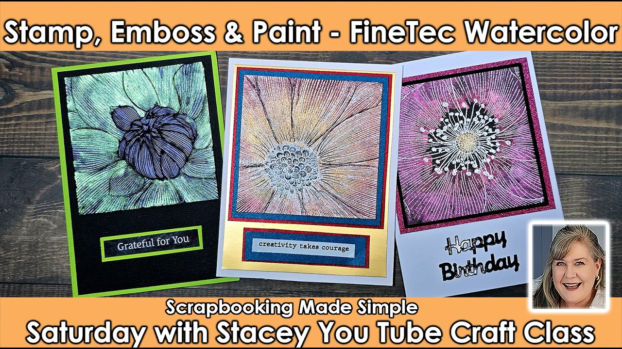 624 FineTec Watercolors with Tim Holtz Embossing Folders & Indigo Blu Stamps.  You will love this