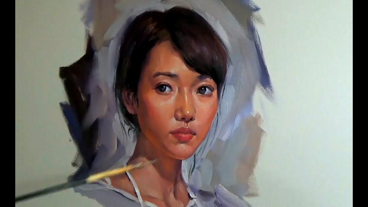 Oil Painting a Portrait of Girl
