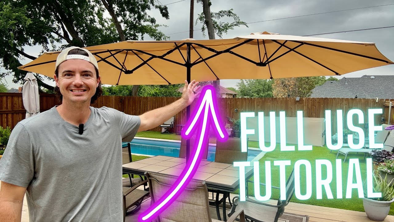 MASSIVE Patio Umbrella - What you need to be FULLY covered - #patioideas #amazonfinds #patioreview