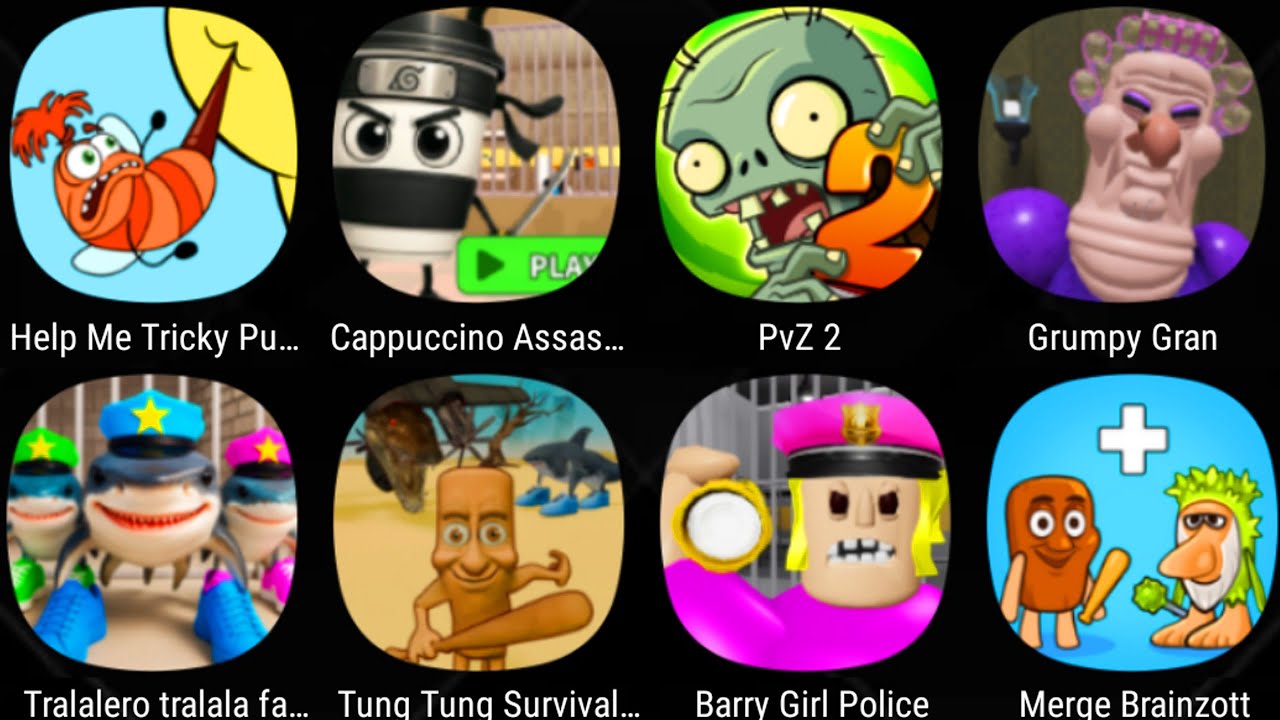 Escape GRUMPY GRAN!,Tung Tung Survival Master,Cappuccino Assassino Prison,Roblox,Tralalero Tralala..