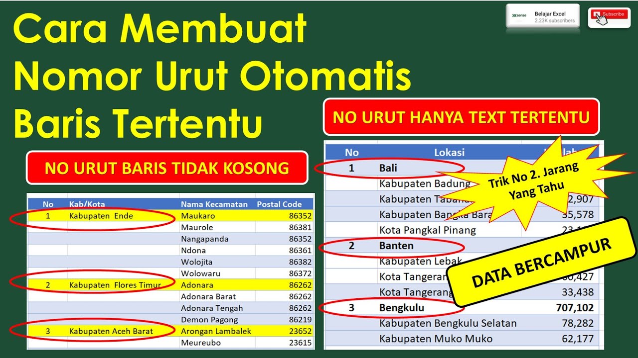 Cara Membuat Nomor Urut Otomatis Di Excel Hanya Baris Tertentu Yang Diinginkan Sesuai Kriteria
