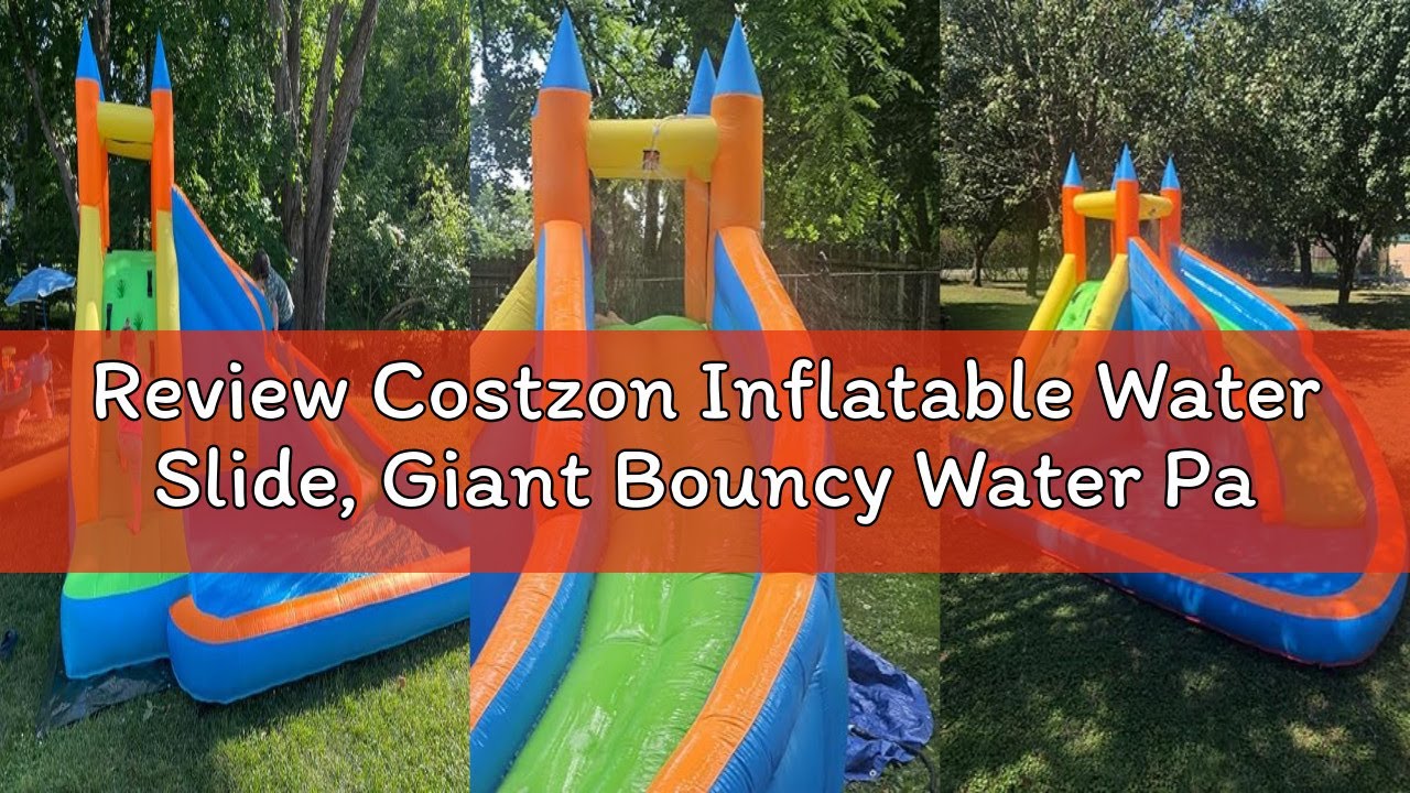Review Costzon Inflatable Water Slide, Giant Bouncy Water Park Jump Castle Waterslide for Kids Backy